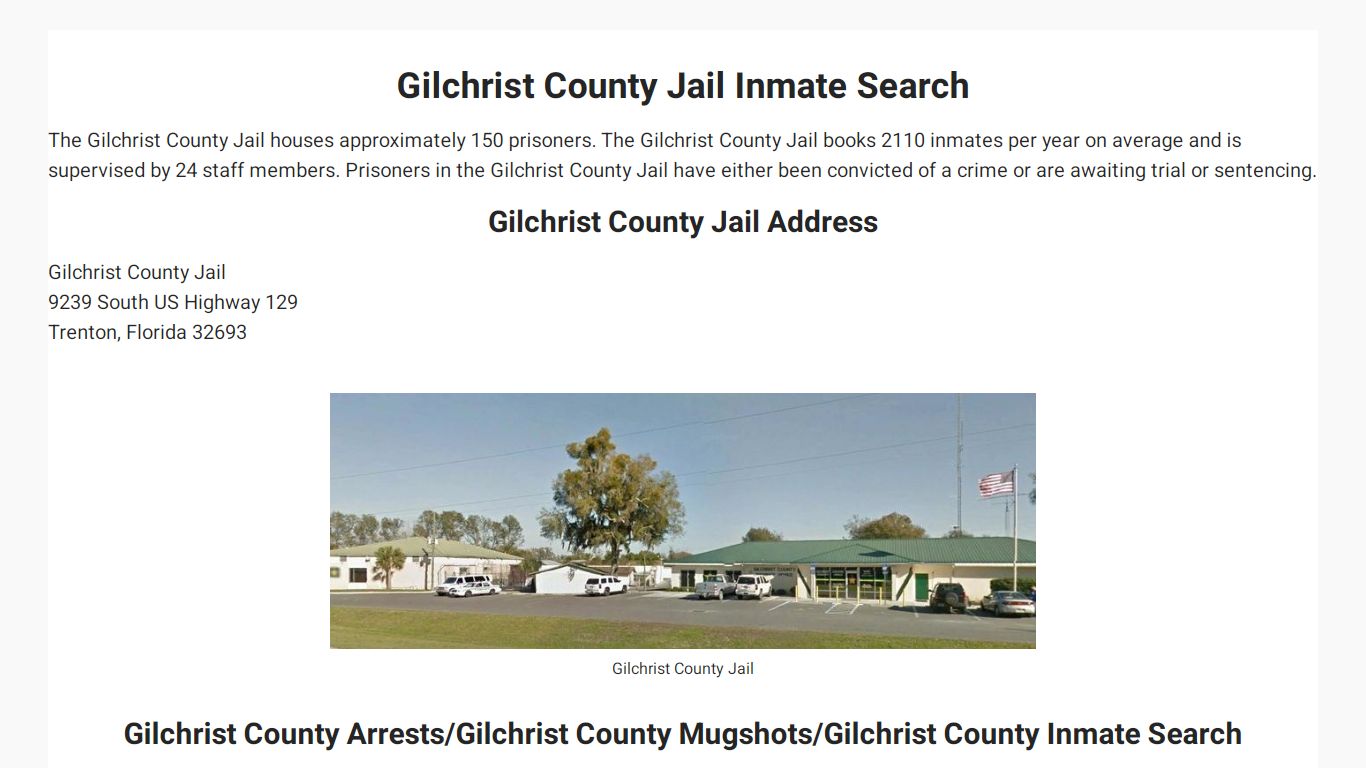 Gilchrist County Jail Inmate Search